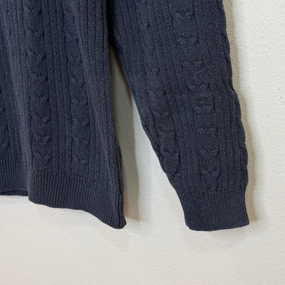 Eddie Bauer Fisherman Cable Knit Sweater Mens‎ Large Tall Blue Crew Neck Grandpa - Picture 4 of 7